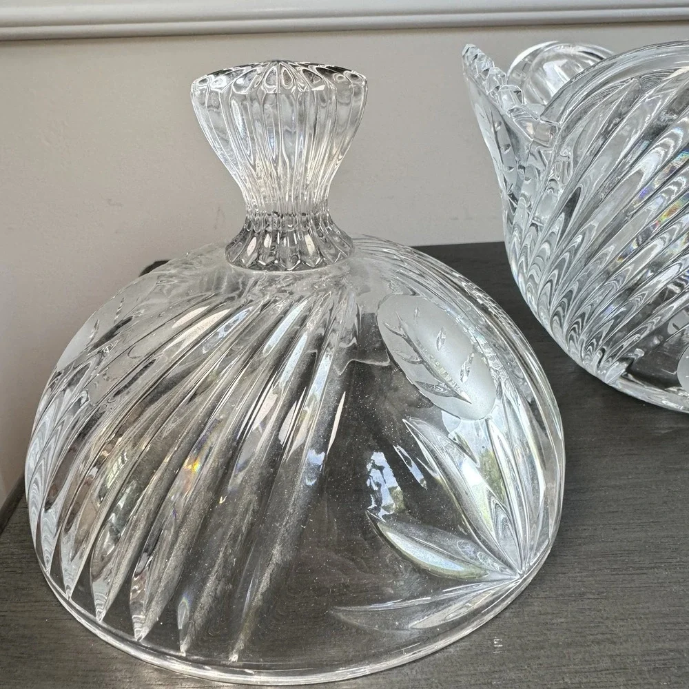 Rare Vintage Clarenbridge Irish Crystal‎ Covered Candy Bowl w/ Box